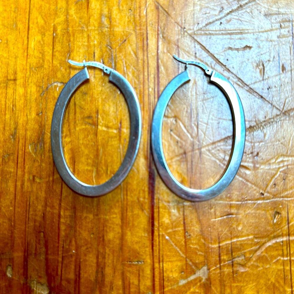 Ross-Simons Italian sterling oval hoop earrings